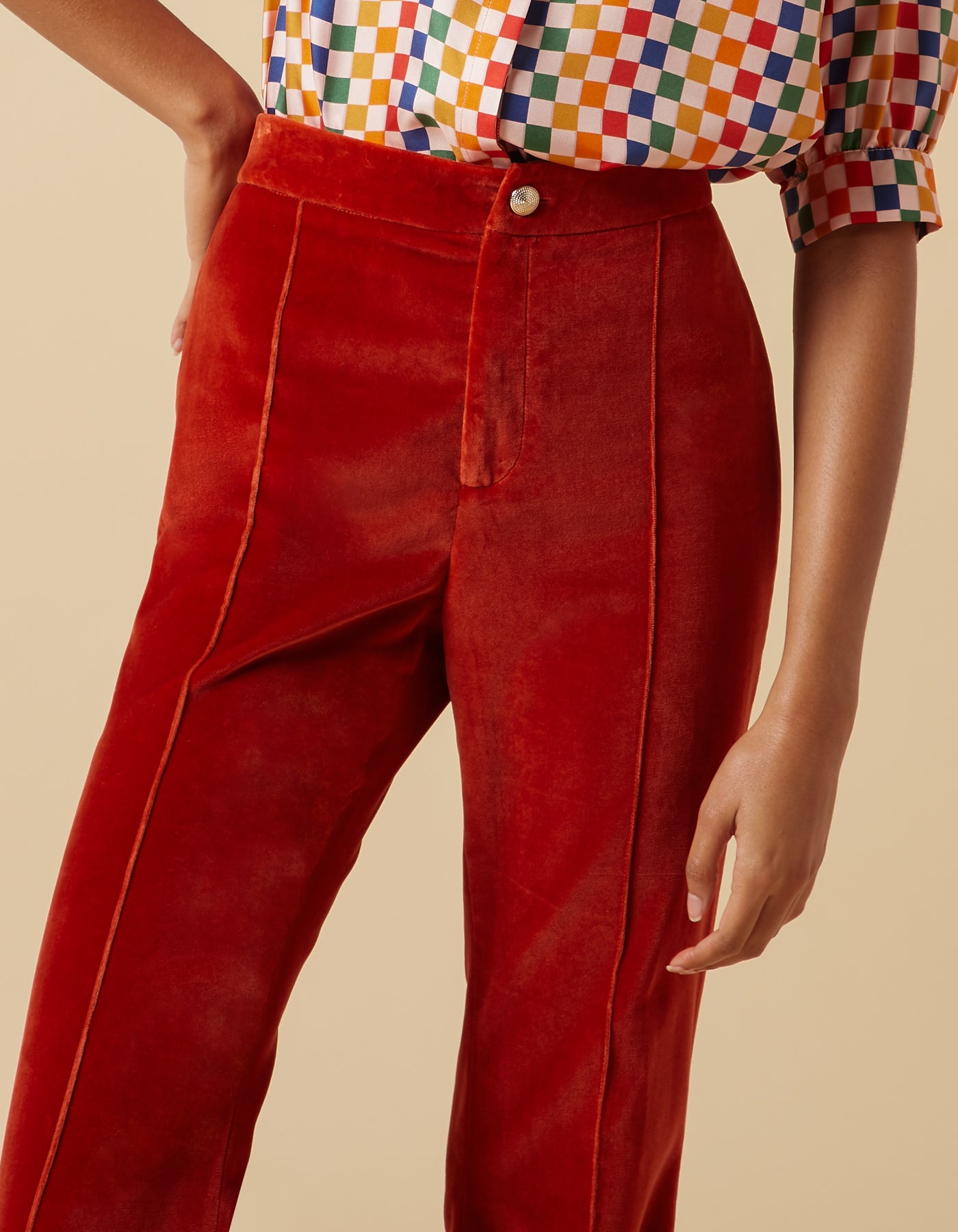 Burnt Orange Velvet Pants