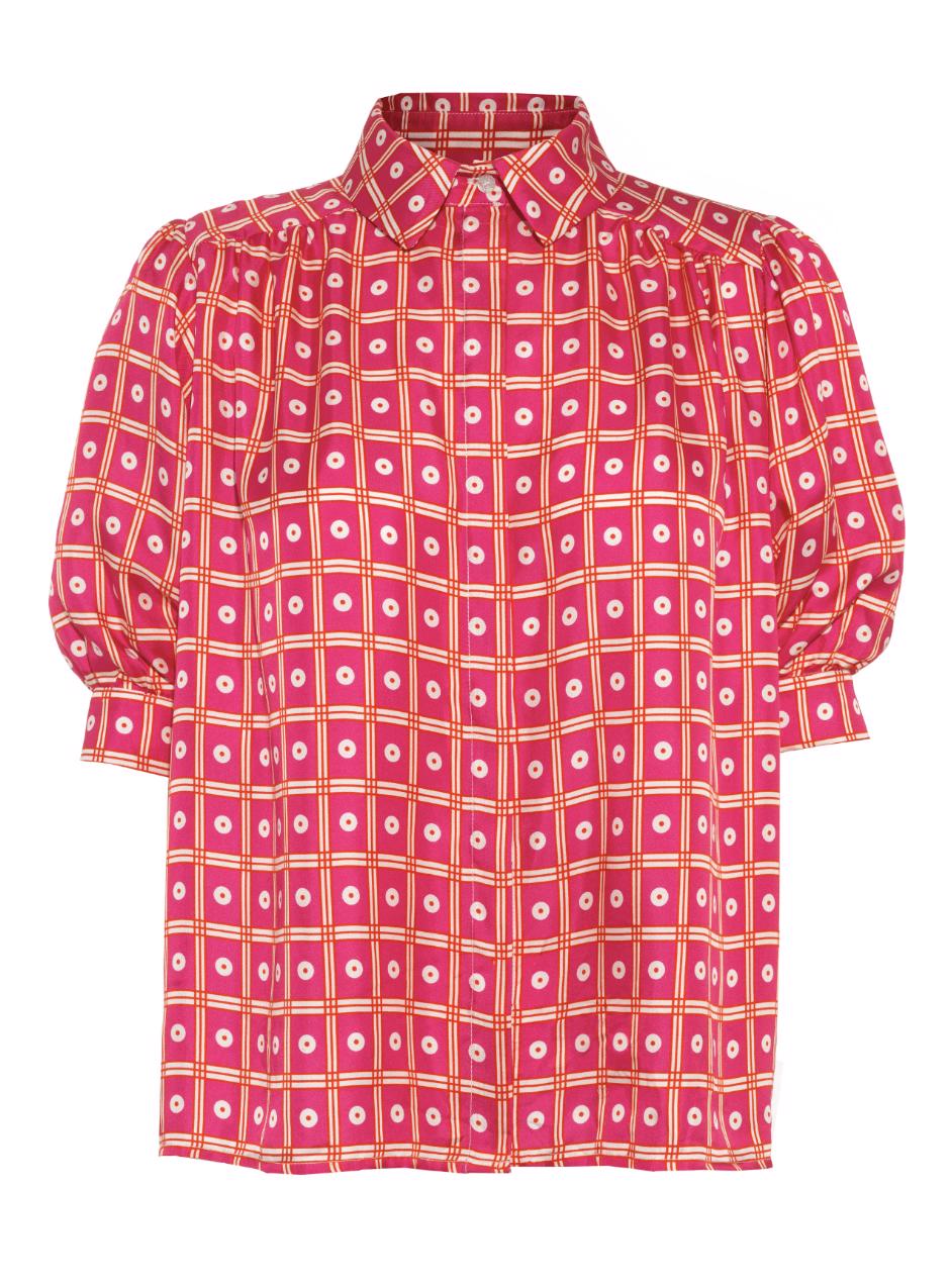 Lisou | Womenswear | Betty Fuchsia Deco Print Silk Shirt - 100% Silk