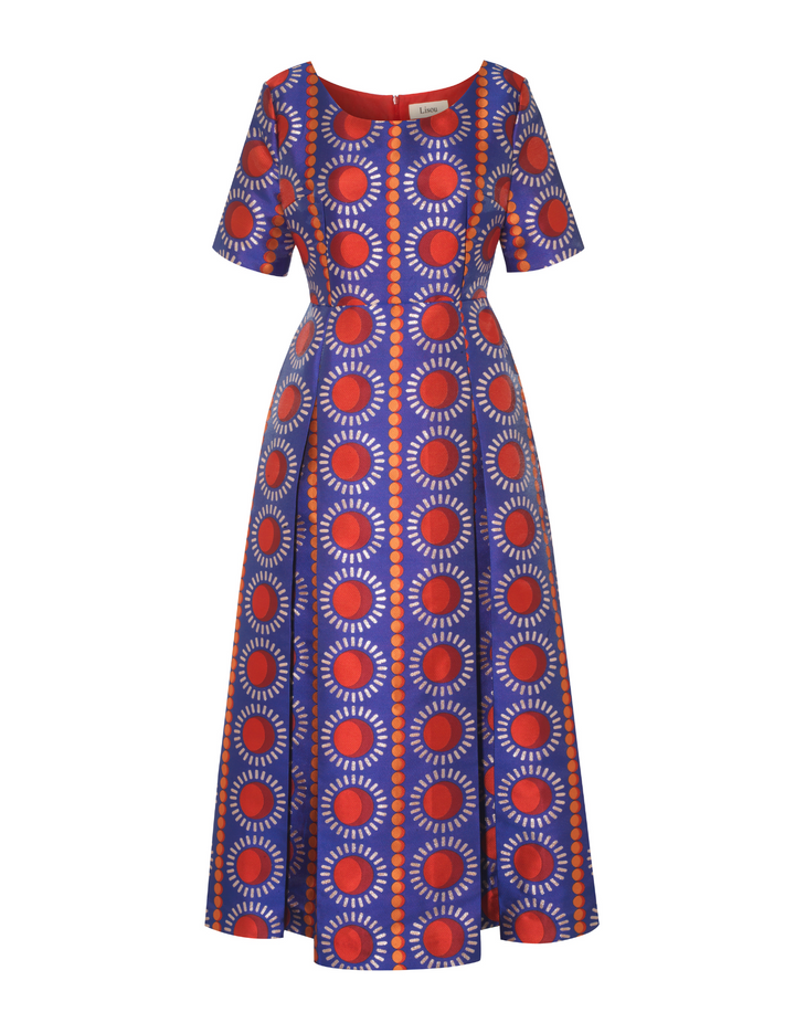 Mame silk cotton jacquard slit dress