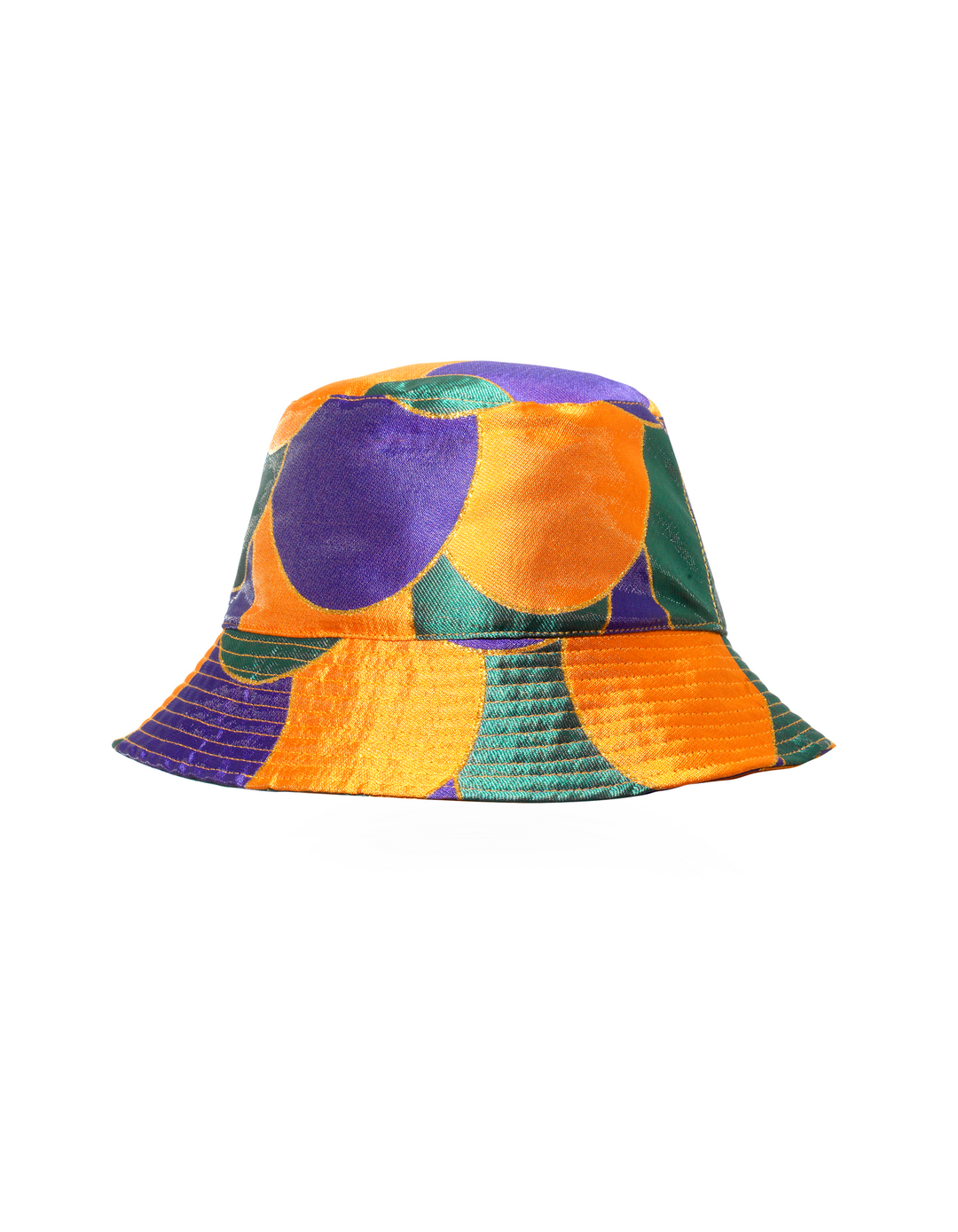 Lisou Purple Beach Print Silk Jacquard Bucket Hat Finest silk jacquards in bold prints