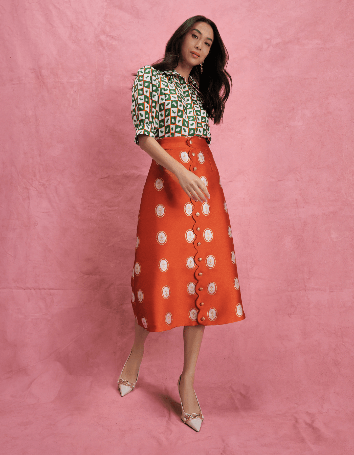 Silk jacquard outlet skirt